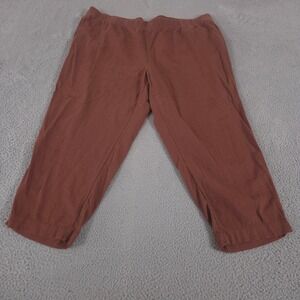 Old Navy Pants Women 3X Brown Baked Bronze Linen-Blend High-Waisted Straight Leg